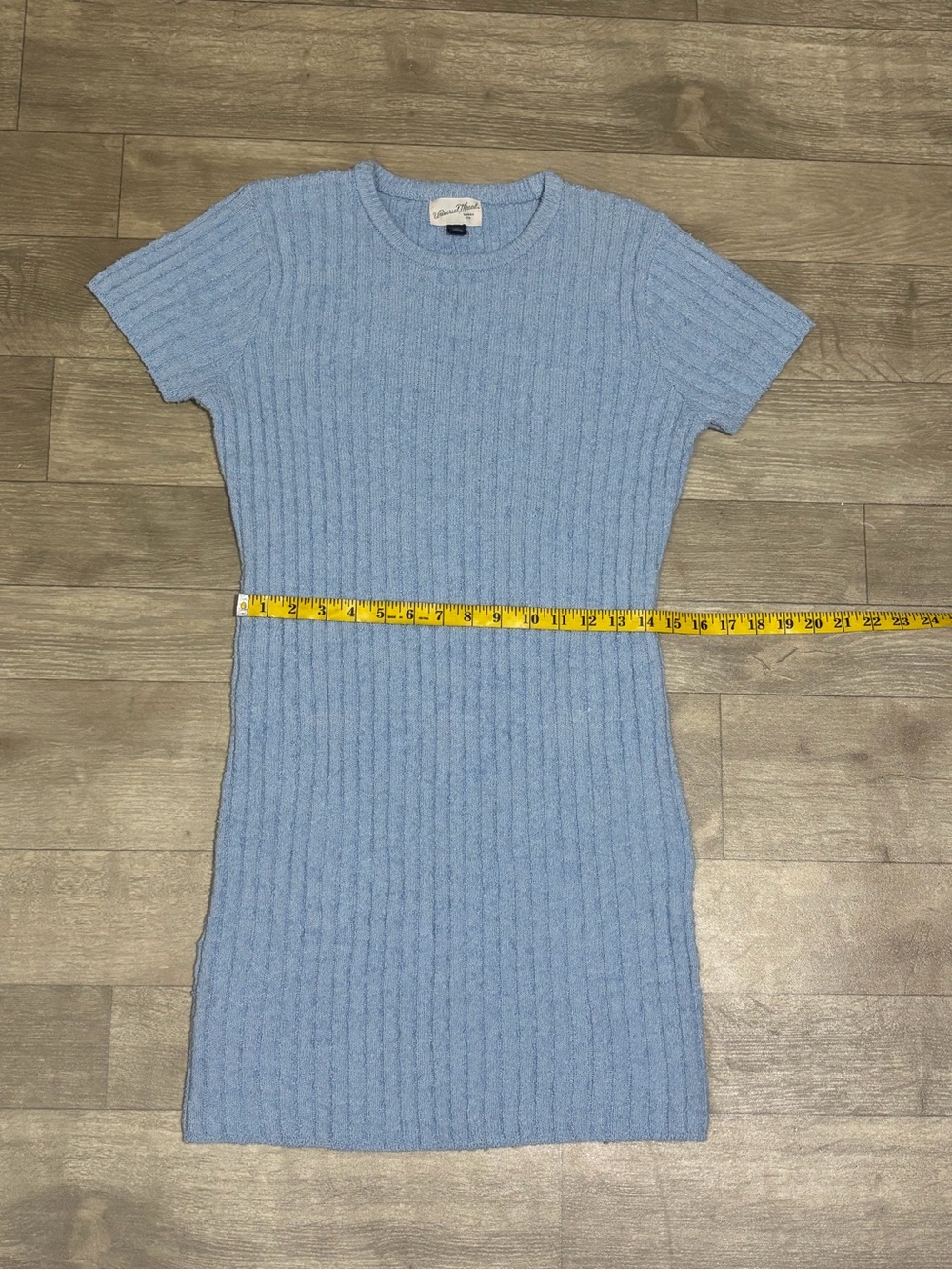 Universal Thread Women Short Sleeve Rib Mini Sweater Dress Blue Size M - Picture 5 of 12